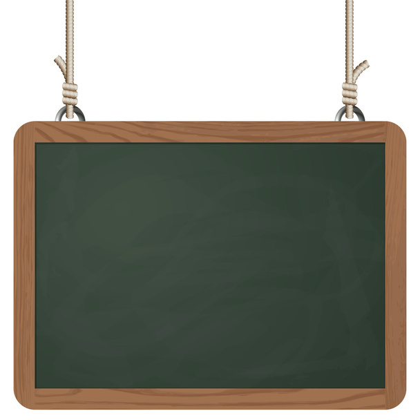 black board hanging on ropes - Vector, Image