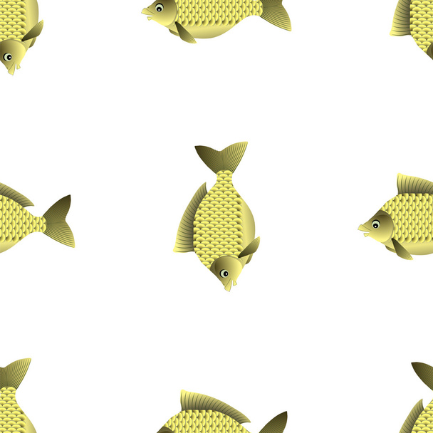 新鮮な鯉が分離されました。シームレスな魚パターン - ベクター画像