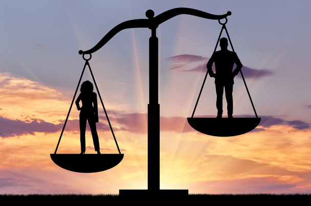 Dominance of women against men, on the scales of justice - Foto, Imagem