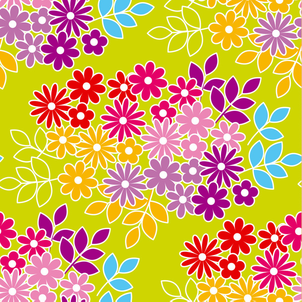 green color meadow flowers seamless pattern. vector illustrstion - Vektor, kép