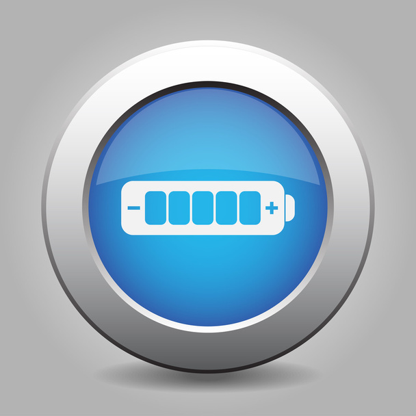 バッテリがいっぱいの青い金属ボタン - ベクター画像