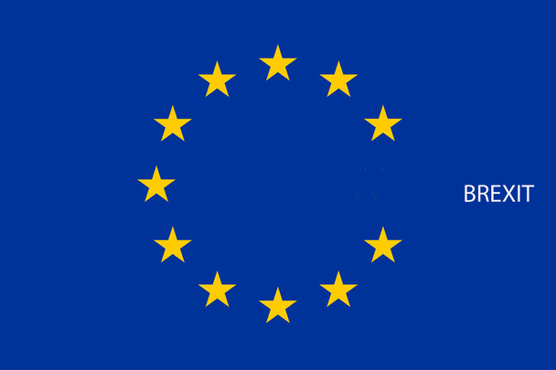 Flag of the European Union without one star and text Brexit - Photo, Image