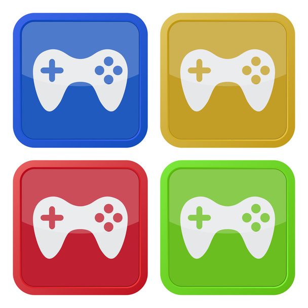 ensemble de quatre icônes carrées avec manette de jeu
 - Vecteur, image