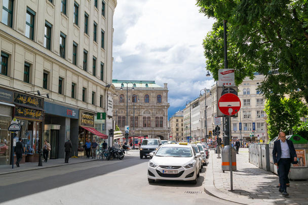 Ulica sceny placu Albertina w Wiedniu, Austria - Zdjęcie, obraz
