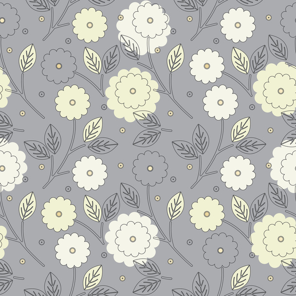 Elegant seamless pattern with yellow and ivory flowers and leave - Vettoriali, immagini