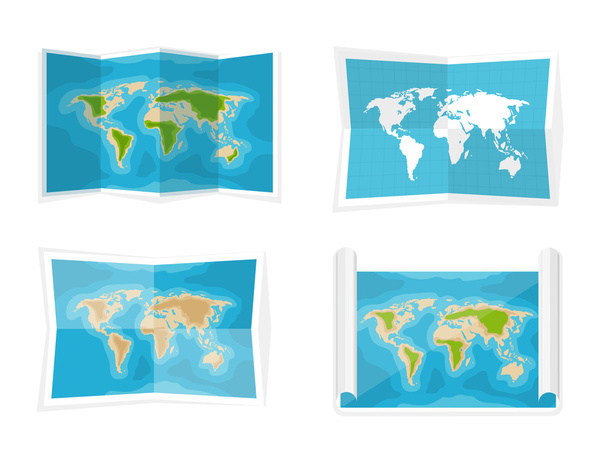 Карта мира. Векторная иллюстрация. Навигация. Африка, Антарктида, Австралия, Евразия, Северная Америка и Южная Америка
. - Вектор,изображение