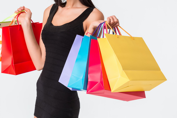 Beautiful woman with a lot of shopping bags - Photo, Image