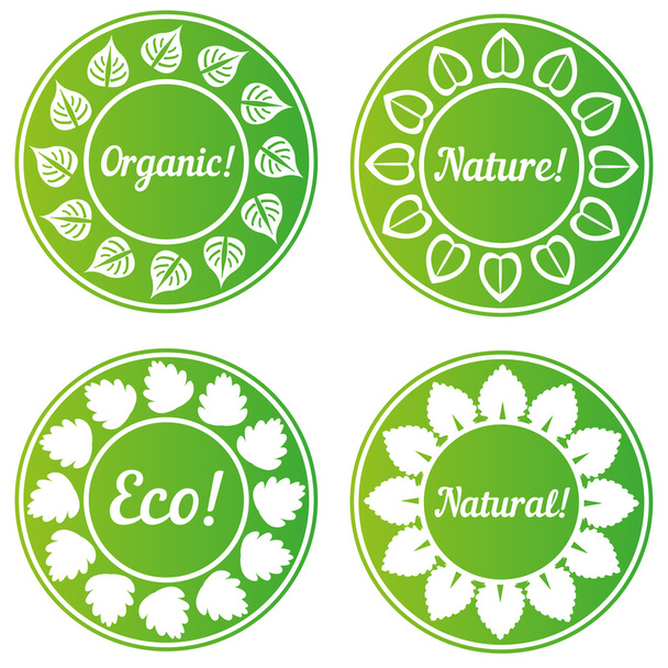 Circle frame of green leaves isolated on white background. ECO illustration. Nature set. BIO design - Wektor, obraz