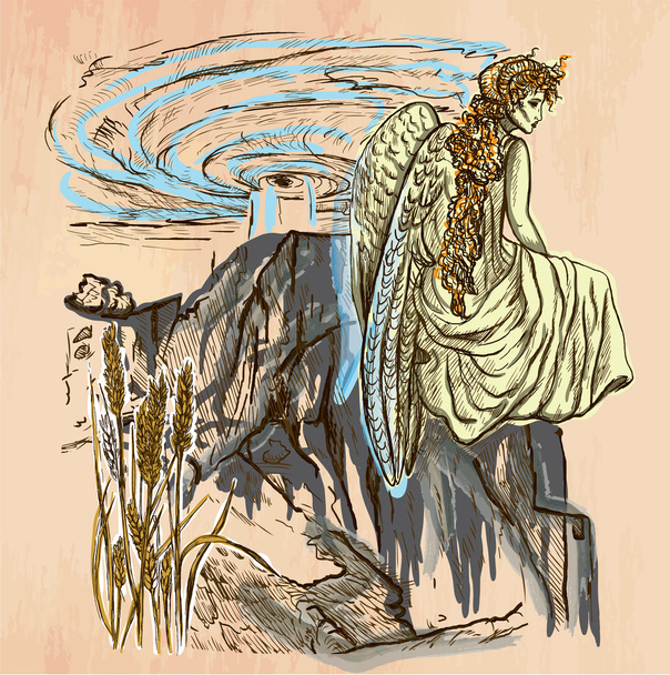 Ангел - Вектор, нарисованный вручную
 - Вектор,изображение