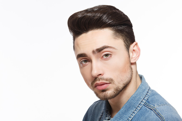 Man with modern hairstyle in studio - Foto, Imagem