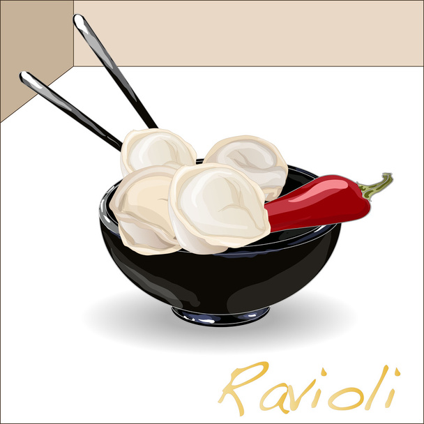 Ravioli, pasta instellen vector - Vector, afbeelding