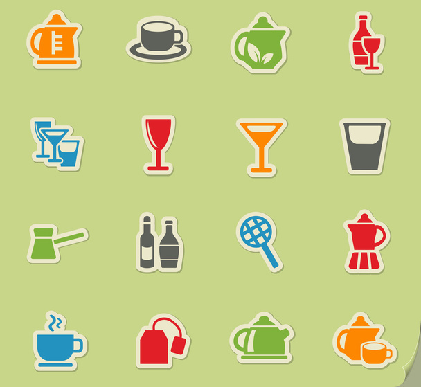 utensilios para bebidas icono conjunto
 - Vector, Imagen