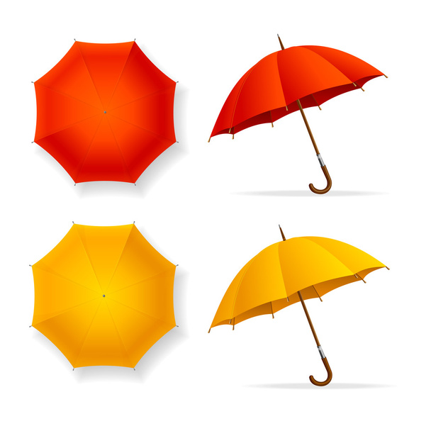Umbrellas Set Top and Front View. Vector - Вектор,изображение