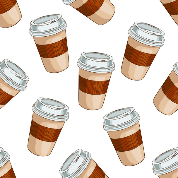 Seamless pattern coffee to go - Vector, afbeelding