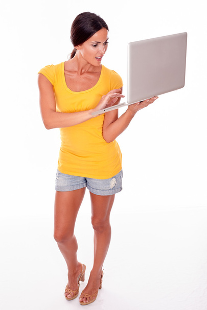 young woman with laptop - Φωτογραφία, εικόνα