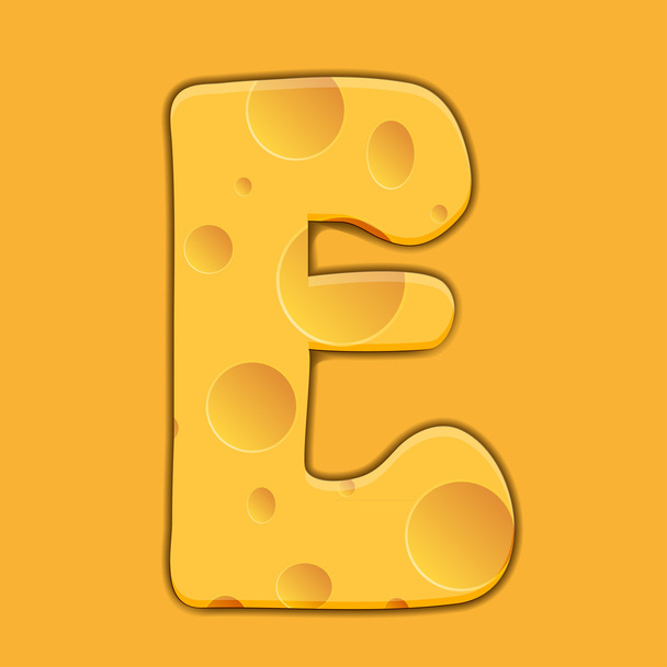 Vector cheese letter E on orange background. Eps 10 - ベクター画像