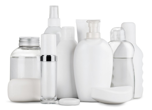 Cosmetic containers on white - Foto, imagen