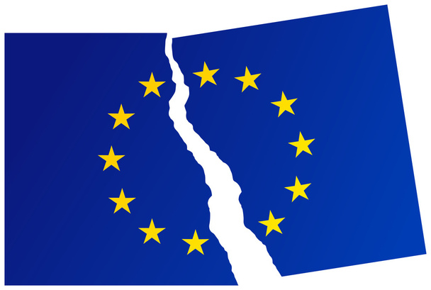Złamane flaga Unii Europejskiej - Wektor, obraz