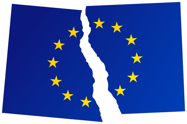 Gebroken vlag van de Europese Unie - Vector, afbeelding