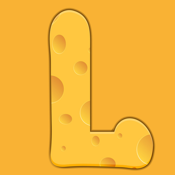 Vector cheese letter L on orange background. Eps 10 - ベクター画像
