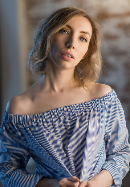 Portrait of woman with blue eyes.  - Fotó, kép