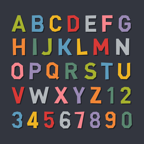 Cartoon Style Flat Color Alphabet. Vector - Vector, Imagen