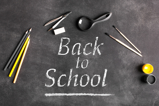 Back to school. School board with accessories - Foto, Imagem