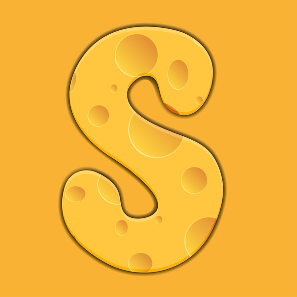 Vector cheese letter S on orange background. Eps 10 - Vector, Image