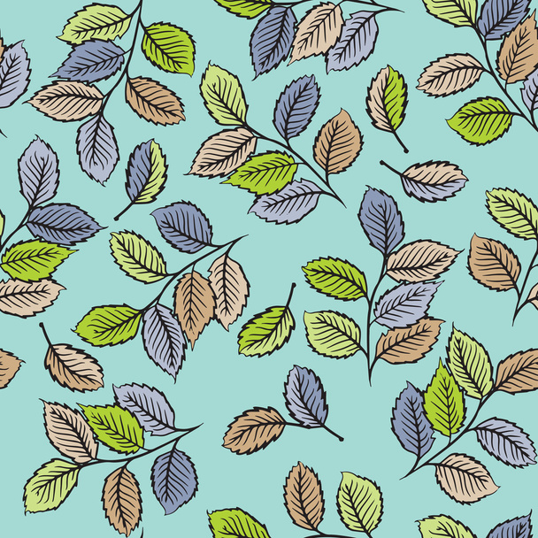 Naadloze patroon met schattige bladeren - Vector, afbeelding