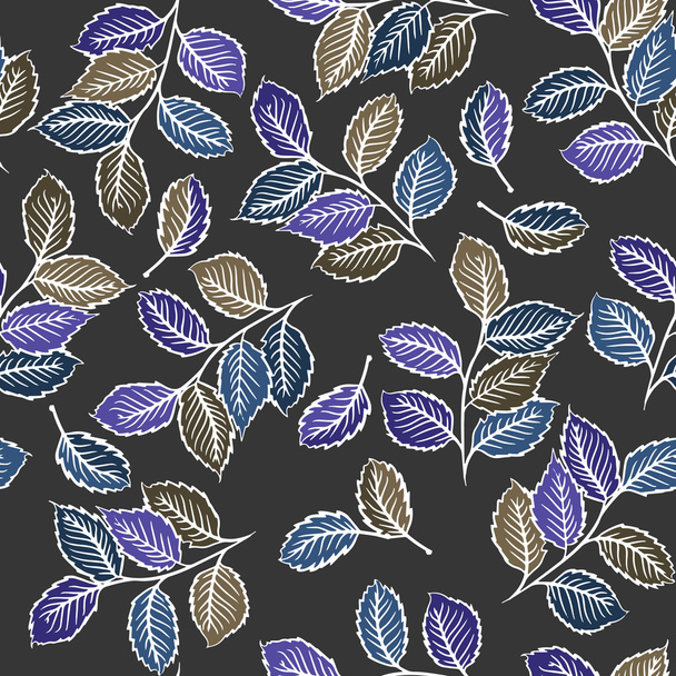Naadloze patroon met schattige bladeren - Vector, afbeelding