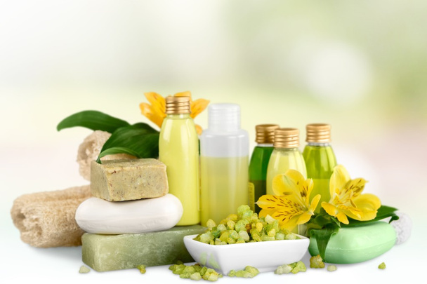 Bottles with organic essential aroma oils - Foto, Bild