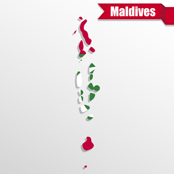Мальдіви карта з всередині прапор і стрічкою - Вектор, зображення