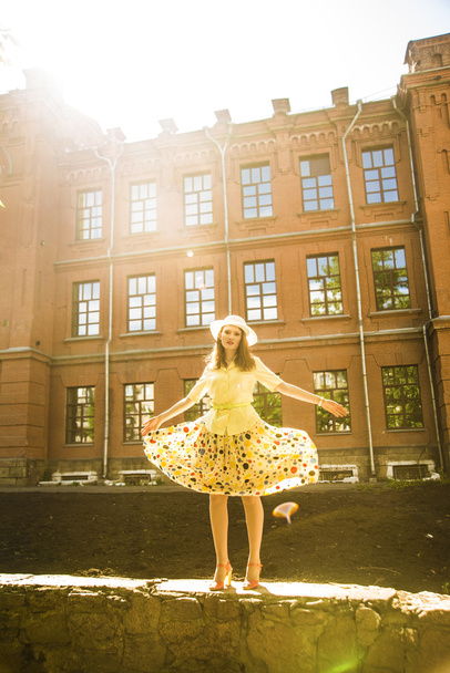Beautiful young  woman wearing  skirt posing - Fotoğraf, Görsel