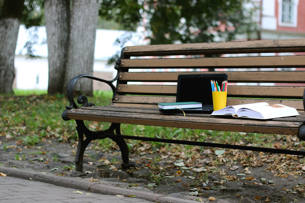 books on a bench in the school year - Photo, Image