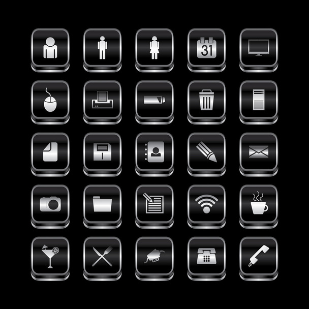 Metal plate theme icons  - Vector, Imagen