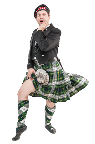 Шотландський чоловік у традиційний Національний костюм задувною кілт  - Фото, зображення
