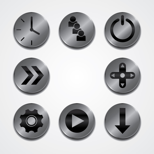 Media player iconos de placa de metal
 - Vector, Imagen