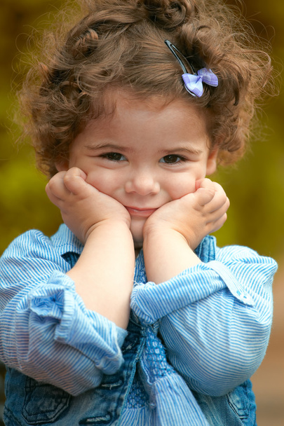 Baby girl portrait outdoor in spring - Фото, изображение