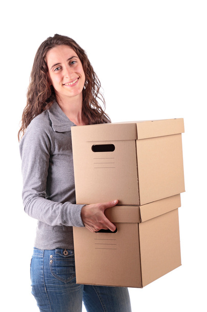 Woman with cardboard - Photo, image