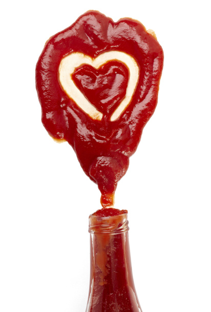 Ketchup stain heart shape love food - Photo, Image