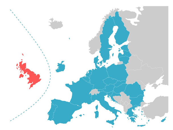 Mappa tematica Brexit - Unione europea con Regno Unito evidenziato
 - Vettoriali, immagini