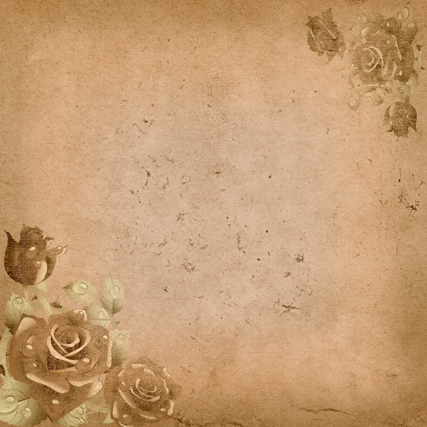 Grunge paper with roses. - Photo, Image