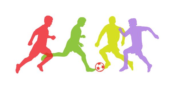Soccer players silhouettes. Vector Soccer Players. Olympic Games football players. Soccer football player silhouette cutout outlines. EURO. Russia 2018 Champion Soccer. Championship soccer players. Active people. Running people silhouettes isolated  - Vector, Image
