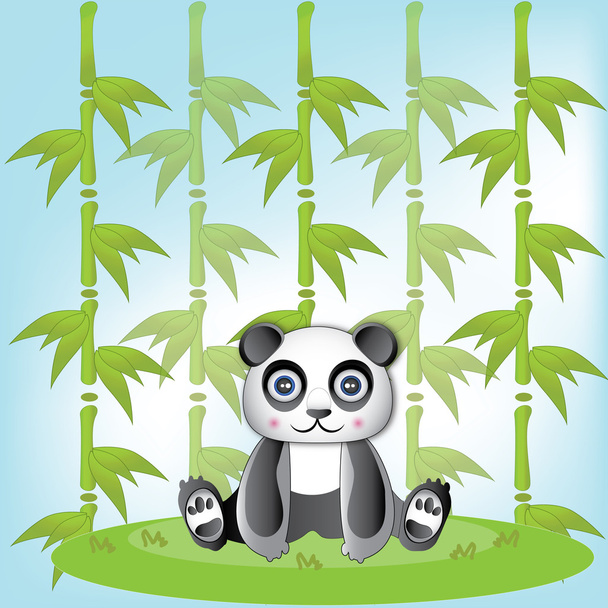 Nagyon aranyos Panda és a zöld bambusz - Vektor, kép