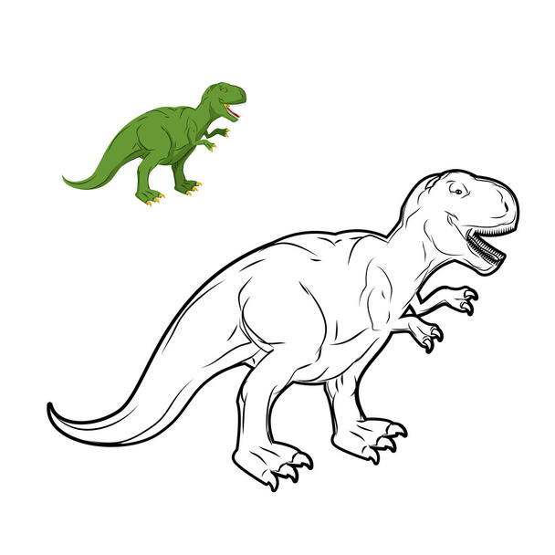 ティラノサウルスレックス恐竜塗り絵。先史時代の爬虫類 - ベクター画像