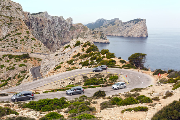 Mountain road at the Cape Formentor as seen from the Formentor lighthouse. Island Majorca, Spain. - Foto, imagen