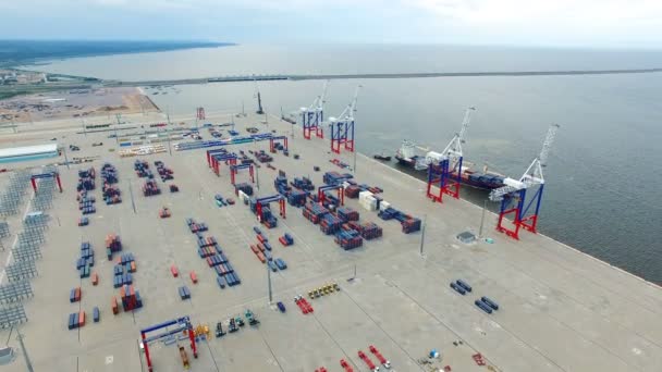 cargo port Bronka, aerial view - Footage, Video