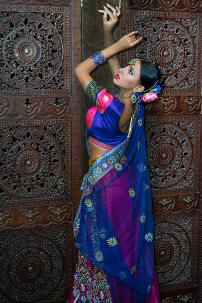 Παραδοσιακό φόρεμα κορίτσι ομορφιά Ινδία όμορφη γυναίκα - Φωτογραφία, εικόνα