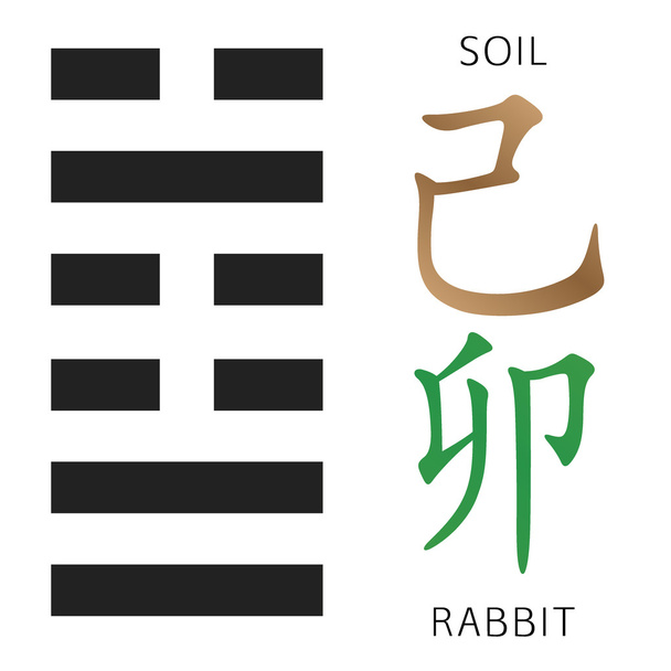 Symbol of i ching hexagram from chinese hieroglyphs. - Vector, Image