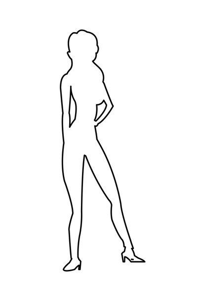 kadın ayakta simgesi - Vektör, Görsel
